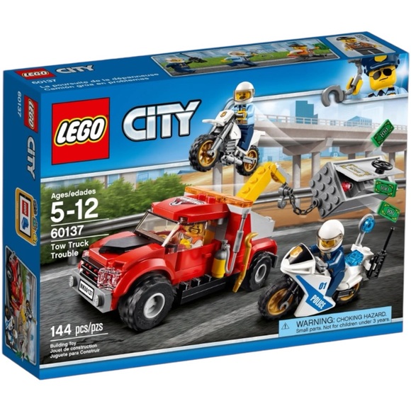 Lego City Town 60137 TOW TRUCK TROUBLE Robber Police Motorcycle Money SEALED New - Picture 1 of 13